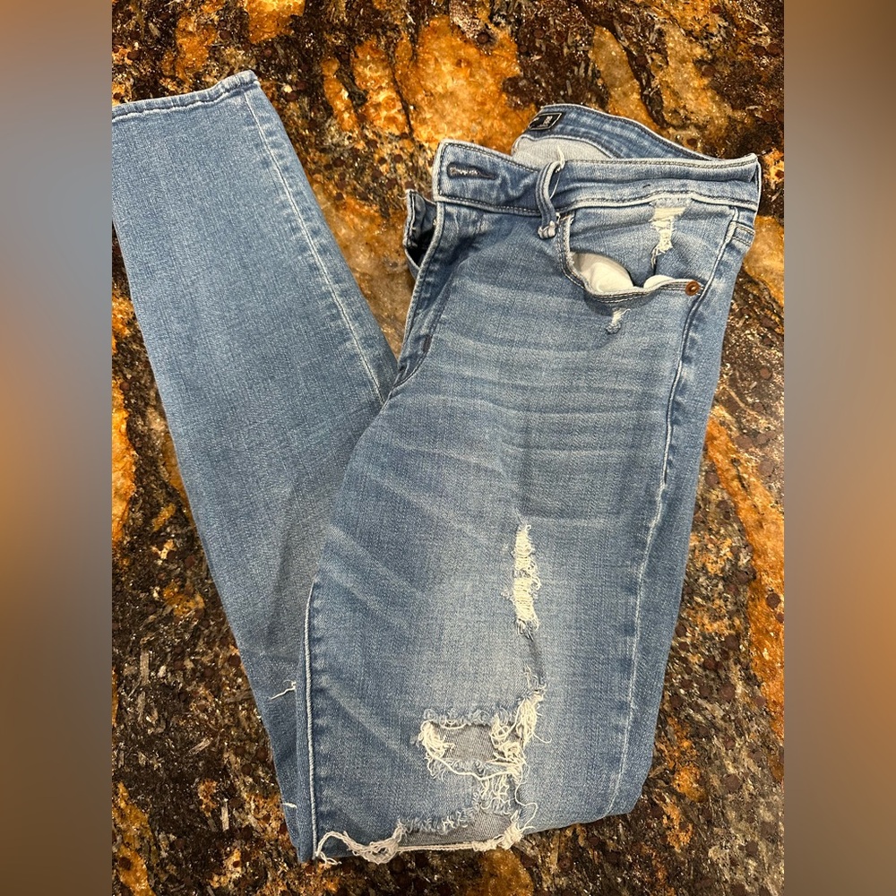 Abercrombie & Fitch Light Blue Distressed Skinny Jeans